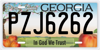 GA license plate PZJ6262