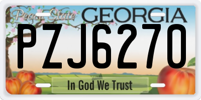 GA license plate PZJ6270