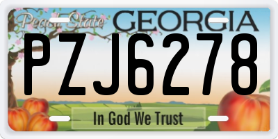 GA license plate PZJ6278