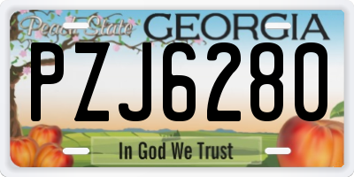 GA license plate PZJ6280