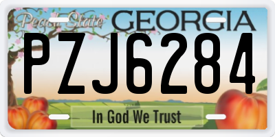 GA license plate PZJ6284