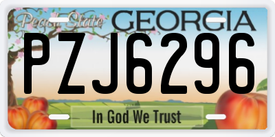 GA license plate PZJ6296