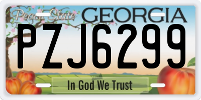 GA license plate PZJ6299