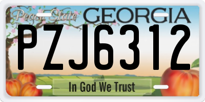 GA license plate PZJ6312