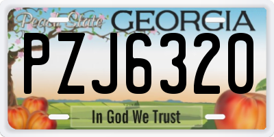 GA license plate PZJ6320