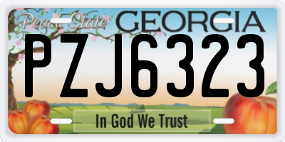 GA license plate PZJ6323