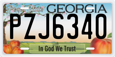 GA license plate PZJ6340