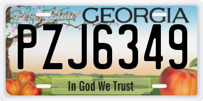 GA license plate PZJ6349