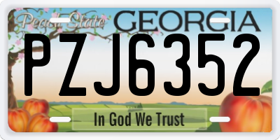 GA license plate PZJ6352