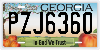 GA license plate PZJ6360