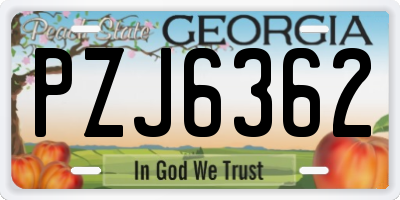 GA license plate PZJ6362