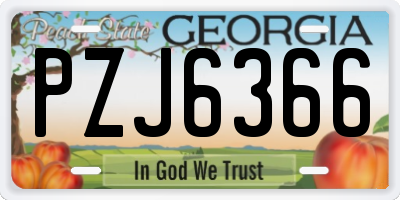 GA license plate PZJ6366
