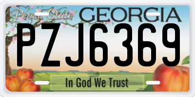 GA license plate PZJ6369