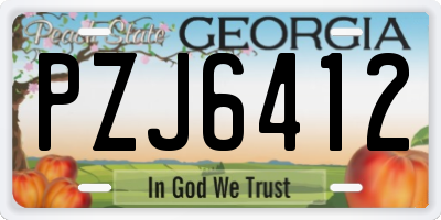 GA license plate PZJ6412