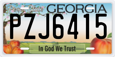 GA license plate PZJ6415
