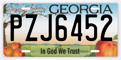 GA license plate PZJ6452