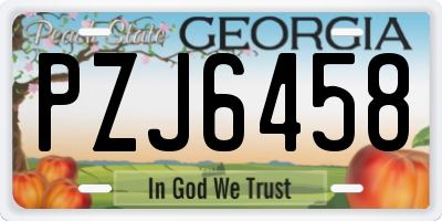 GA license plate PZJ6458