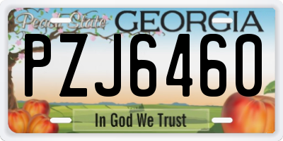 GA license plate PZJ6460