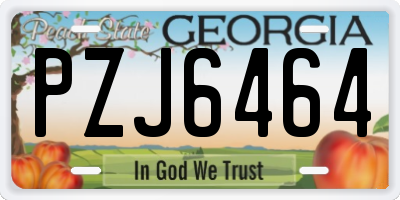 GA license plate PZJ6464