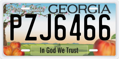GA license plate PZJ6466