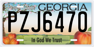 GA license plate PZJ6470