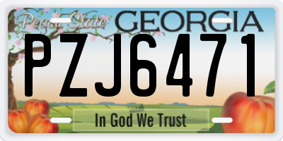 GA license plate PZJ6471