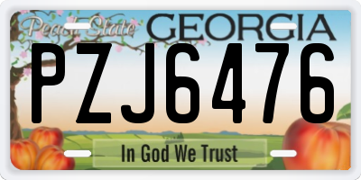 GA license plate PZJ6476