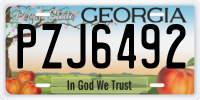 GA license plate PZJ6492
