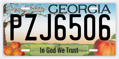 GA license plate PZJ6506