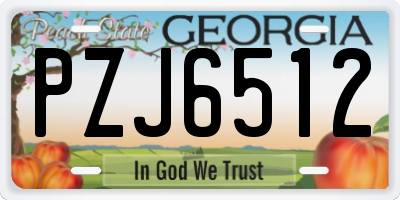 GA license plate PZJ6512