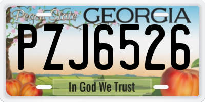 GA license plate PZJ6526