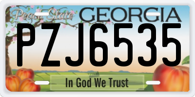 GA license plate PZJ6535