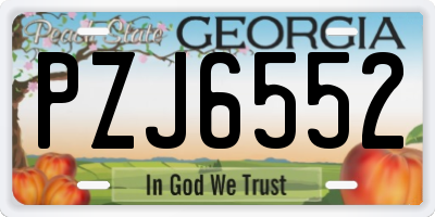 GA license plate PZJ6552