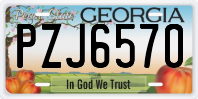 GA license plate PZJ6570