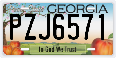 GA license plate PZJ6571
