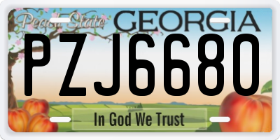 GA license plate PZJ6680