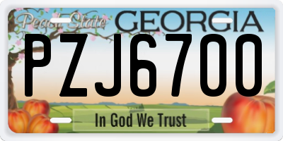 GA license plate PZJ6700