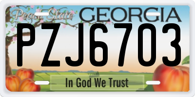 GA license plate PZJ6703