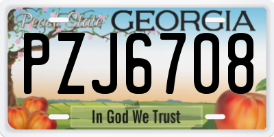 GA license plate PZJ6708