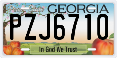 GA license plate PZJ6710