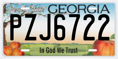 GA license plate PZJ6722