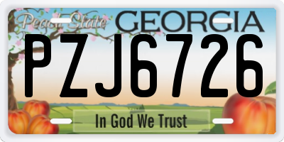 GA license plate PZJ6726