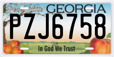 GA license plate PZJ6758