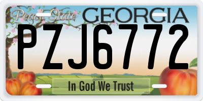 GA license plate PZJ6772