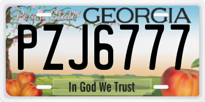 GA license plate PZJ6777