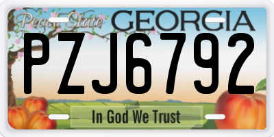 GA license plate PZJ6792
