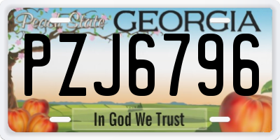 GA license plate PZJ6796