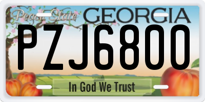 GA license plate PZJ6800