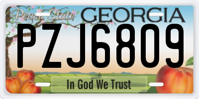 GA license plate PZJ6809