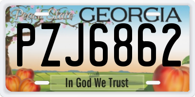 GA license plate PZJ6862